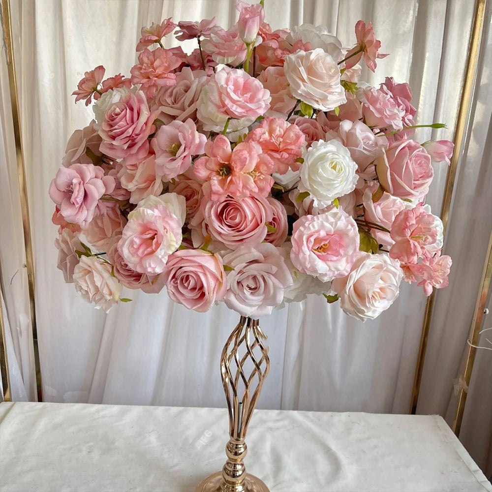 80/70/60/50/30cm Artificial Pink Large Flower Ball, Table Centerpiece for Wedding Event Decor, Road Lead Floral Arrangement
