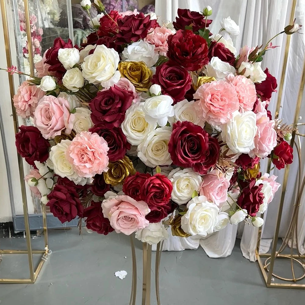 80/70/60/50/30cm Artificial Pink Large Flower Ball, Table Centerpiece for Wedding Event Decor, Road Lead Floral Arrangement