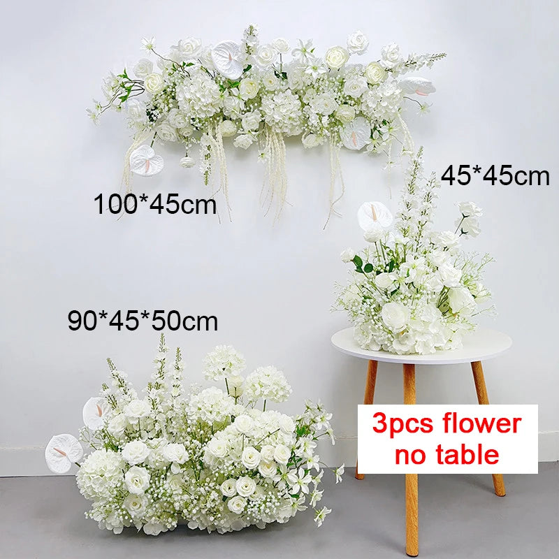 Luxury White Gypsophila Rose Hyacinth Hang Flower Row Wedding Backdrop Stand Decor Table Centerpiece Floral Ball Arrangement Pro