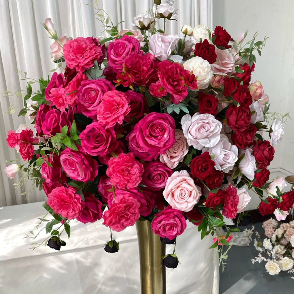 80/70/60/50/30cm Artificial Pink Large Flower Ball, Table Centerpiece for Wedding Event Decor, Road Lead Floral Arrangement
