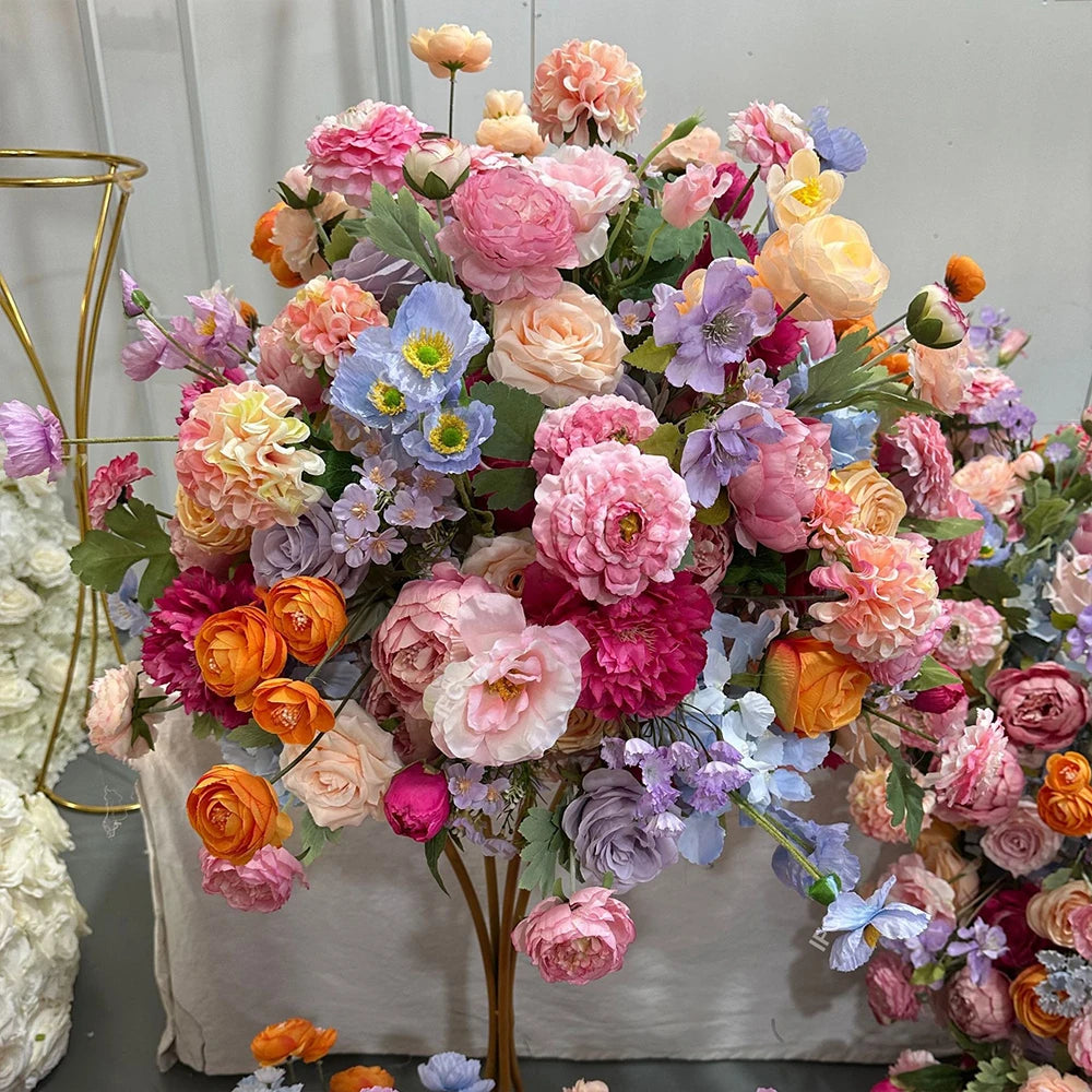 80/70/60/50/30cm Artificial Pink Large Flower Ball, Table Centerpiece for Wedding Event Decor, Road Lead Floral Arrangement