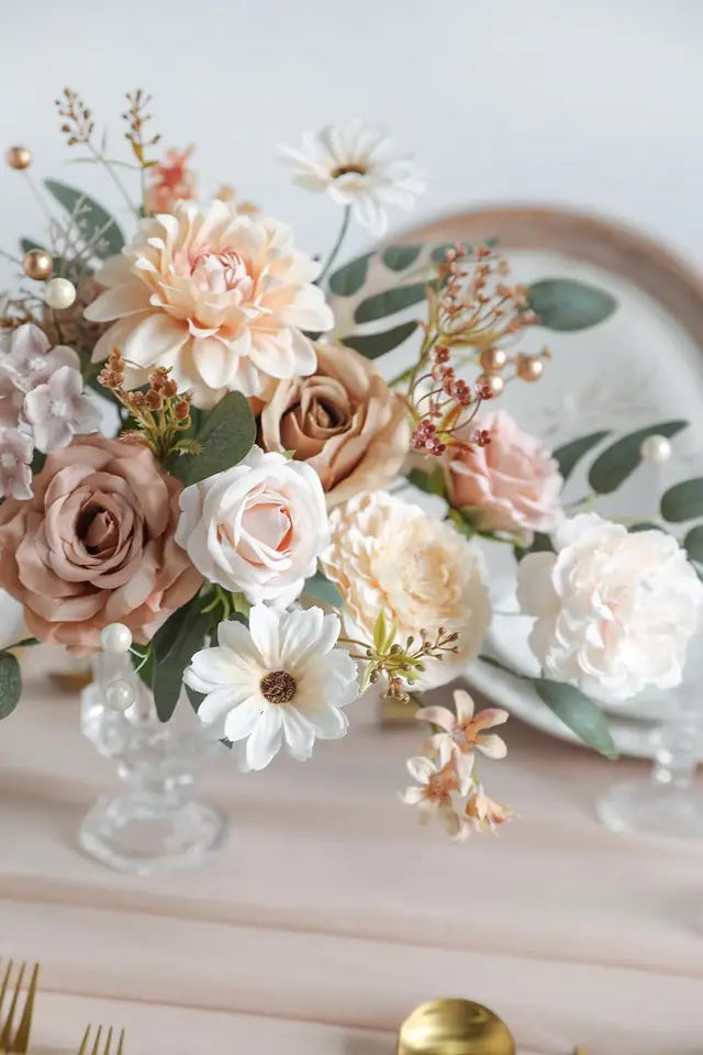 Nude colored rose artificial flower combination box set, bride bouquet, outdoor/indoor DIY center item, used for decoration