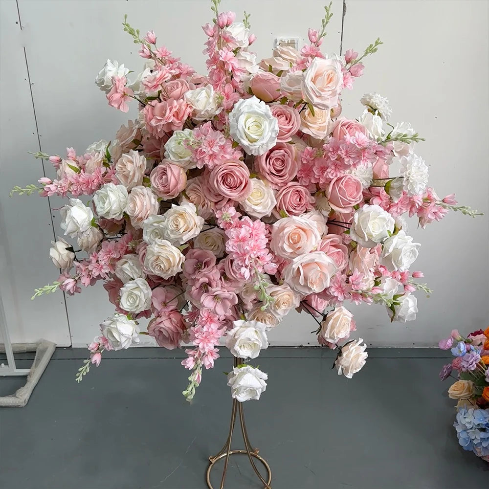 80/70/60/50/30cm Artificial Pink Large Flower Ball, Table Centerpiece for Wedding Event Decor, Road Lead Floral Arrangement