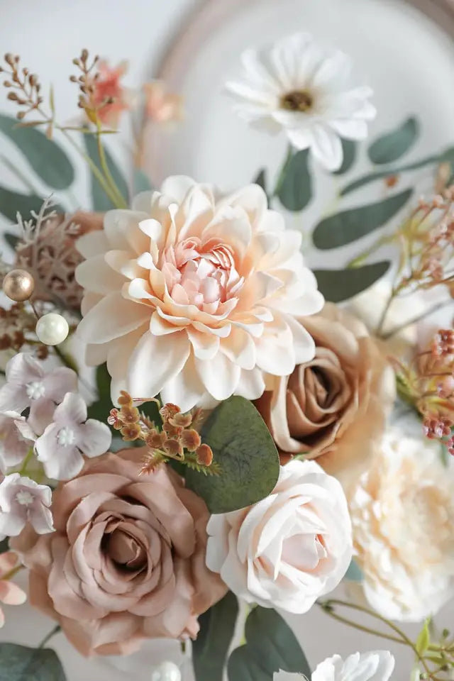 Nude colored rose artificial flower combination box set, bride bouquet, outdoor/indoor DIY center item, used for decoration