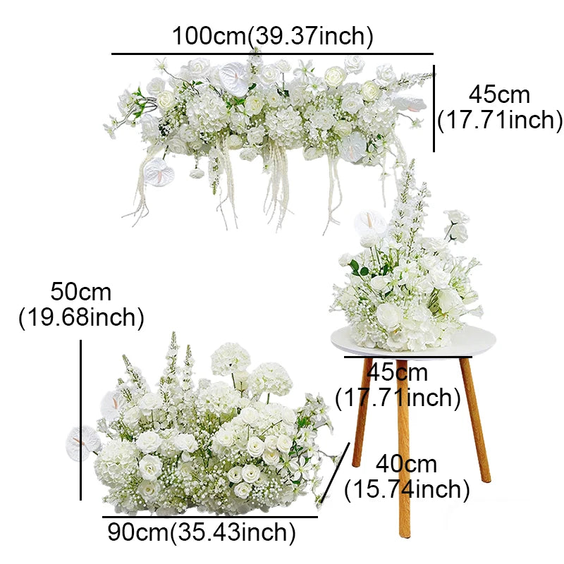 Luxury White Gypsophila Rose Hyacinth Hang Flower Row Wedding Backdrop Stand Decor Table Centerpiece Floral Ball Arrangement Pro