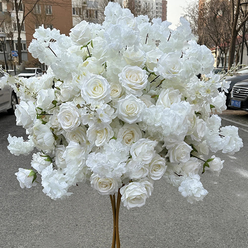 80/70/60/50/30cm Artificial Pink Large Flower Ball, Table Centerpiece for Wedding Event Decor, Road Lead Floral Arrangement