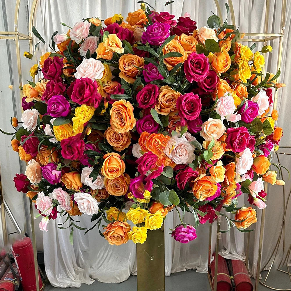 80/70/60/50/30cm Artificial Pink Large Flower Ball, Table Centerpiece for Wedding Event Decor, Road Lead Floral Arrangement