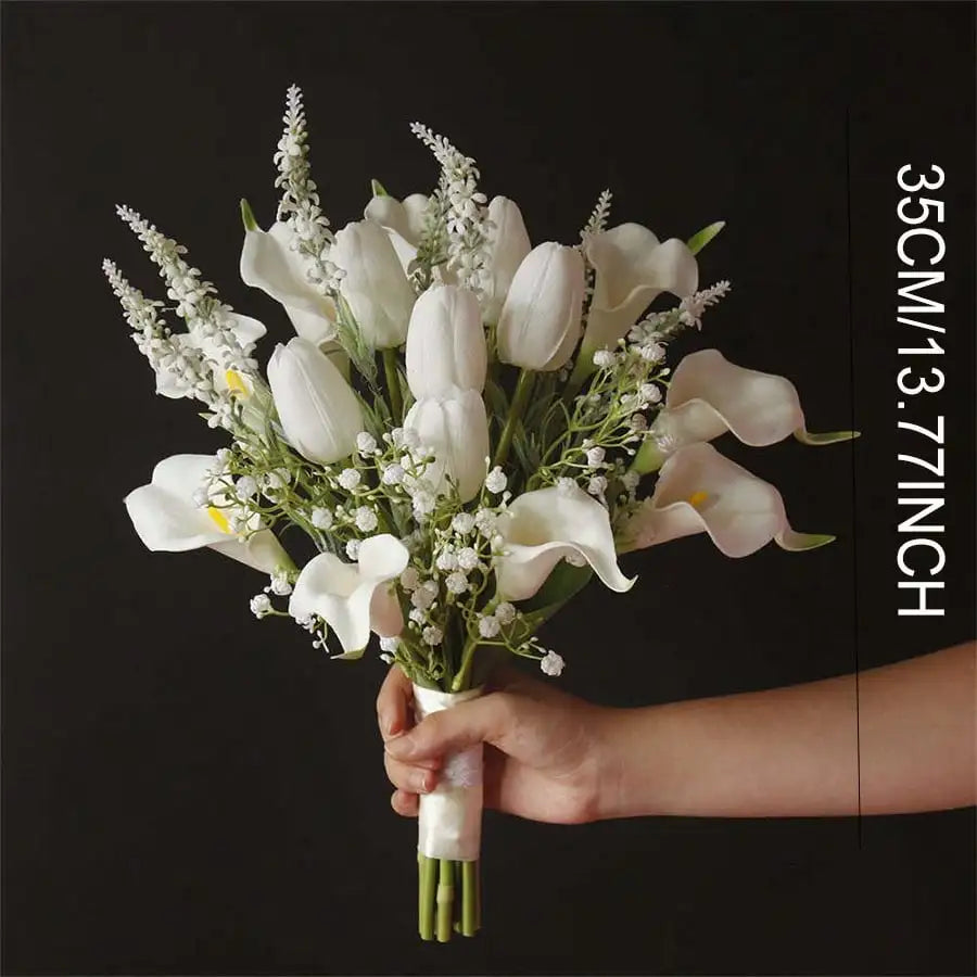 White Artificial Calla Lily Holding Flower Bouquet Bridal Wedding Bouquet Wedding Photography Prop Party Ceremony Anniversary