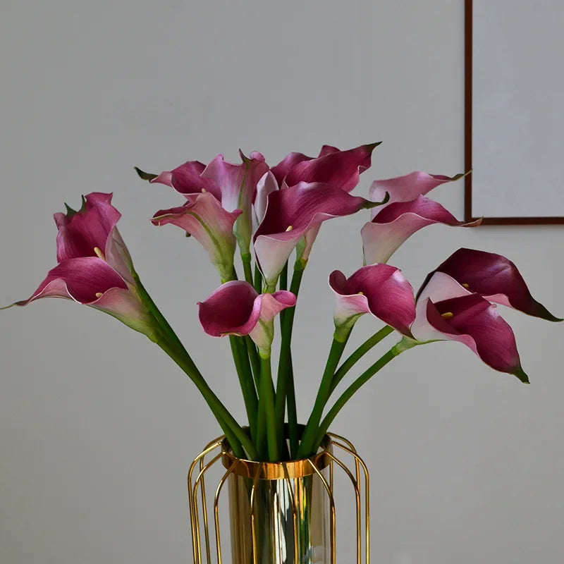 10Pcs Artificial Flowers EVA Calla Lily Home Decoration Living Room Table Flower Arrangement Party Wedding Bouquet Calla Flowers