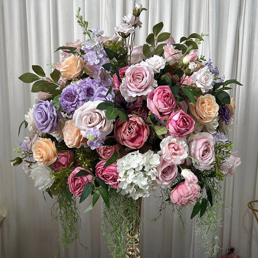 80/70/60/50/30cm Artificial Pink Large Flower Ball, Table Centerpiece for Wedding Event Decor, Road Lead Floral Arrangement
