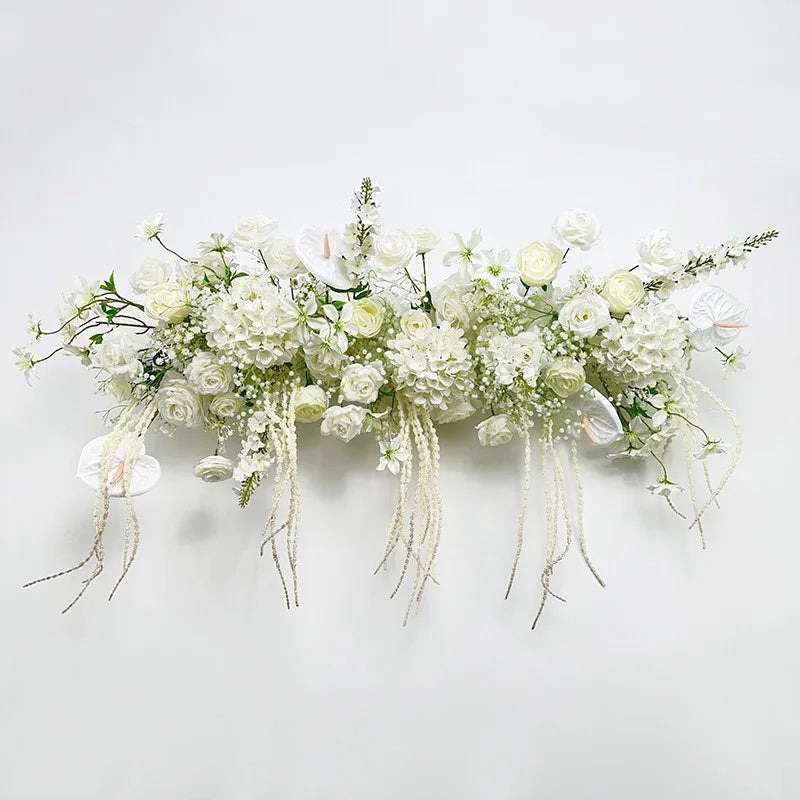 Luxury White Gypsophila Rose Hyacinth Hang Flower Row Wedding Backdrop Stand Decor Table Centerpiece Floral Ball Arrangement Pro